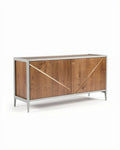 Dressoir van hout en metaal met afmetingen 150 x 45 x 75cm in bruin en zilver
