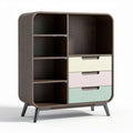 Houten kast met verstelbare planken en drie lades in pastelkleuren 80 x 40 x 90cm