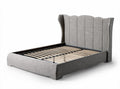 Gestofferd bed met houten lattenbodem grijs 210 x 160 x 95cm