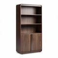houten boekenkast met open planken en twee deurtjes 180 x 90 x 40cm