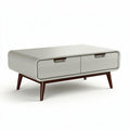 Salontafel met lades van MDF en hout 100 x 60 x 40cm in wit en bruin