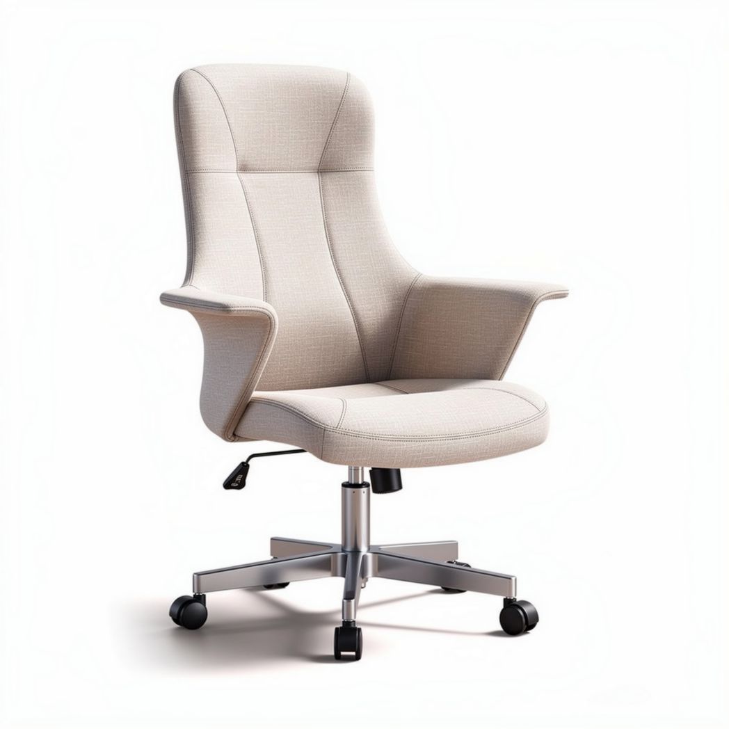 Bureau stoel met verstelbare hoogte in lichtbeige stof 70 x 60 x 100cm