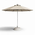 Zandkleurige parasol met aluminium frame en een diameter van 250 cm
