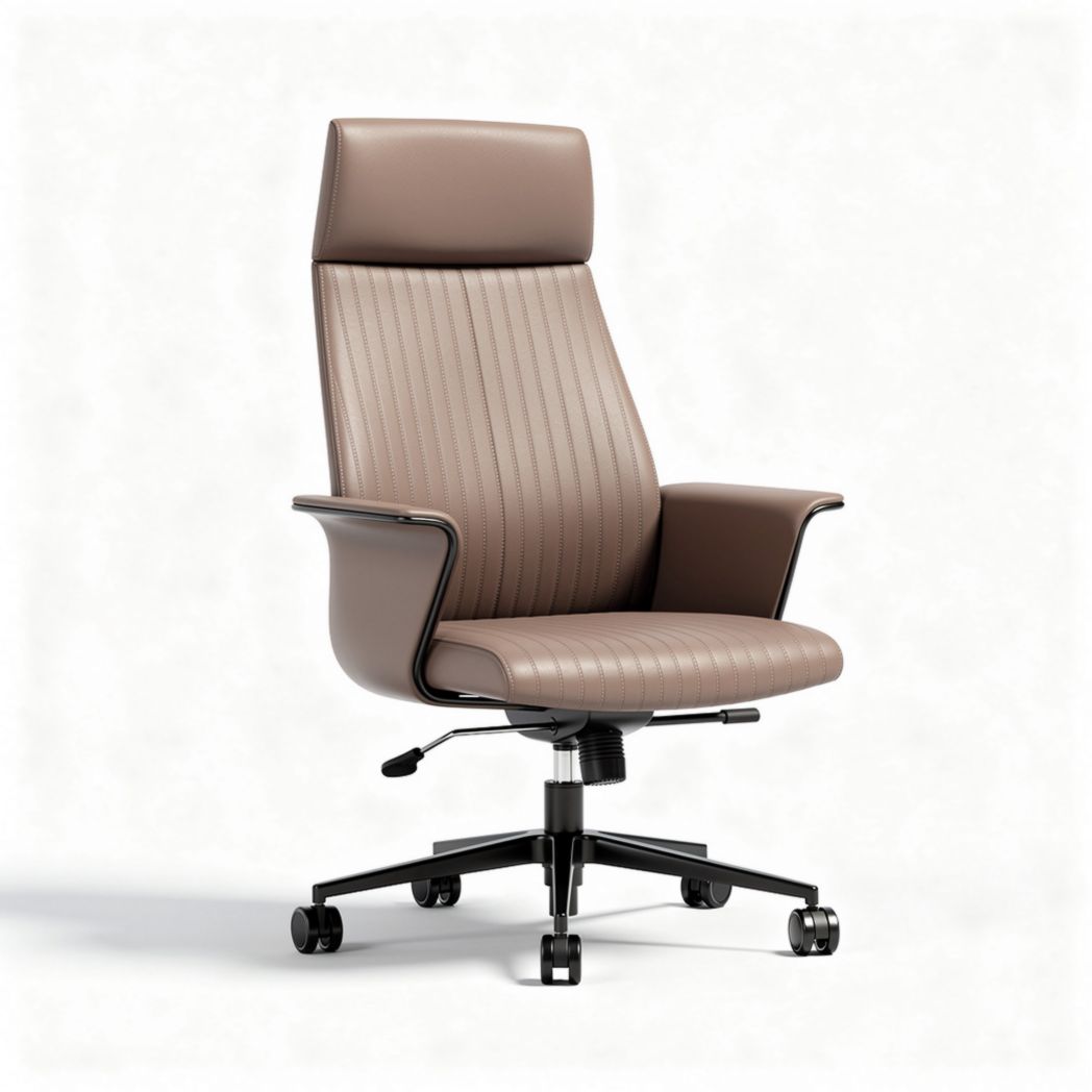 Lederen bureaustoel met verstelbare hoogte en rugleuning in bruin 60 x 60 x 110cm